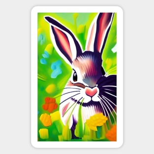 Rabbit in a field Sticker